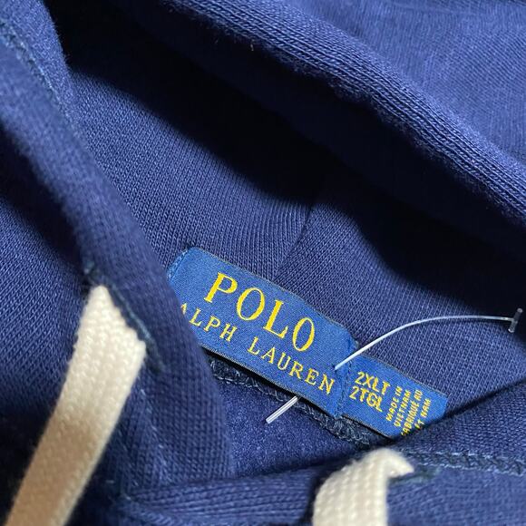 Polo by Ralph Lauren Navy Blue Hoodie with Red Lettering - Picture 5 of 7